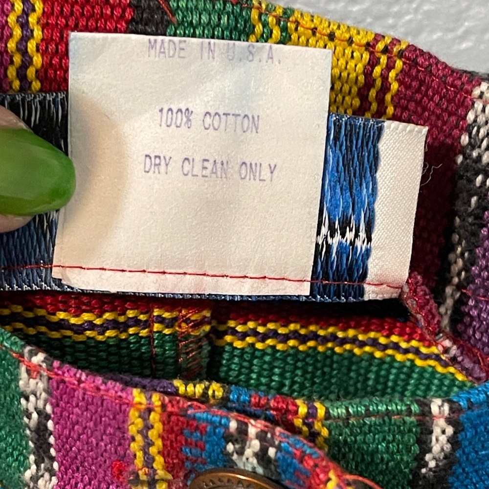 Vtg Central Falls Serape Striped Midi Skirt Boho Southwestern Cowgirl Size 8 - Picture 6 of 14